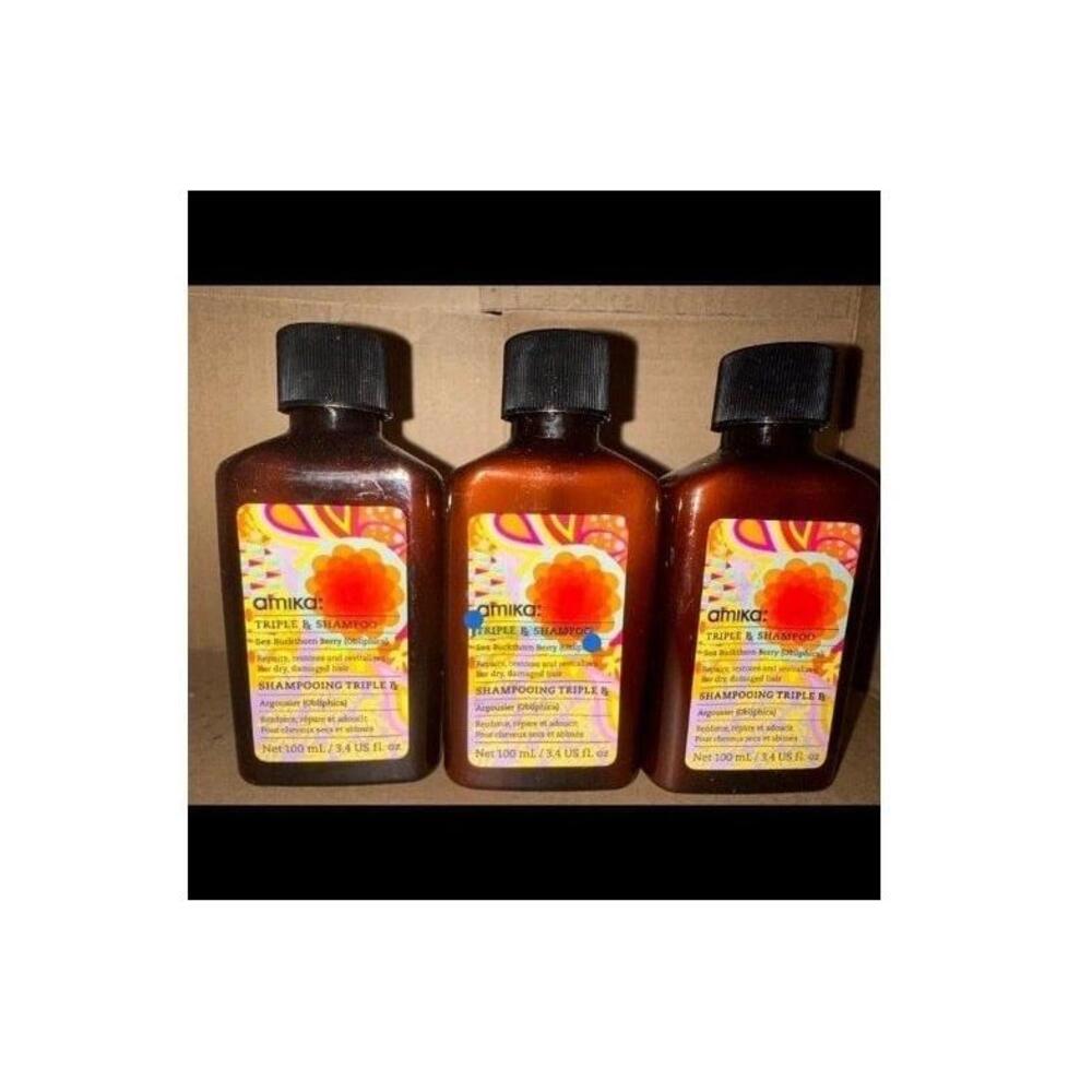 Amika Triple Rx Shampoo Sea Buckthorn Berry‎ 3.4oz Travel Size Set of 3 Bottles